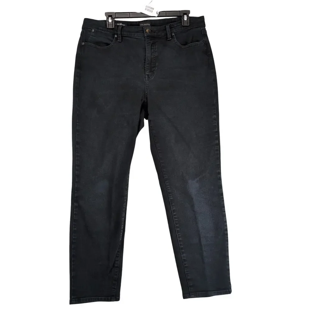 Talbots‎ Slim Ankle Jean Curvy Women's Plus 14 Black Stretch Denim 34x27